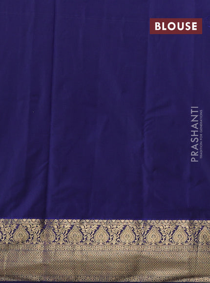 Teal Blue & Navy Blue Bangalori Silk - Buttas