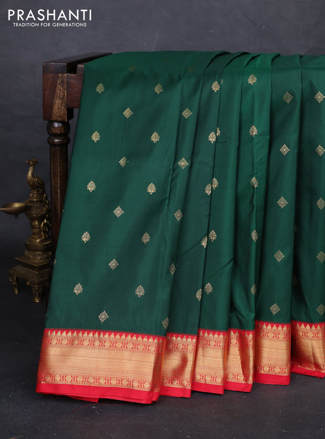 Green & Red Bangalori Silk - Buttas