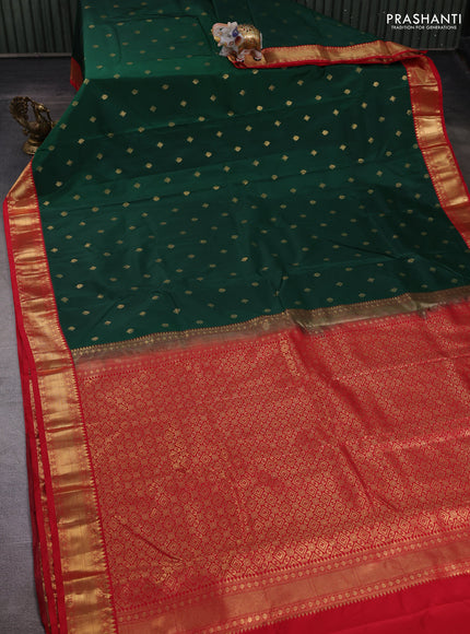 Green & Red Bangalori Silk - Buttas