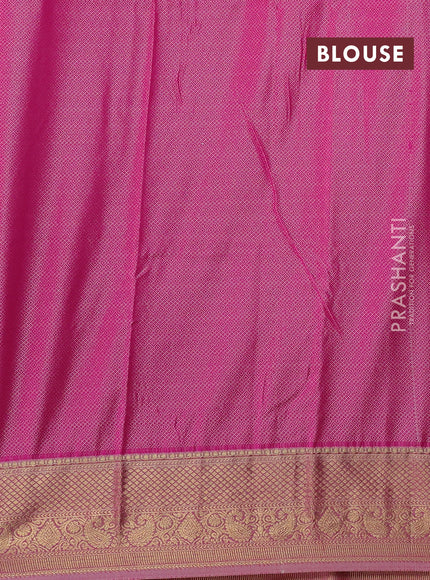 Bottle Green & Pink Bangalori Silk - Buttas