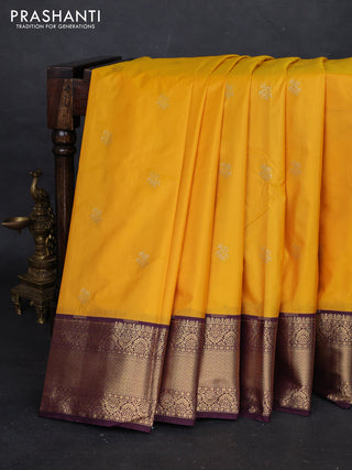 Yellow & Wine Bangalori Silk - Buttas