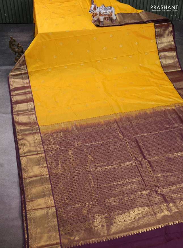 Yellow & Wine Bangalori Silk - Buttas