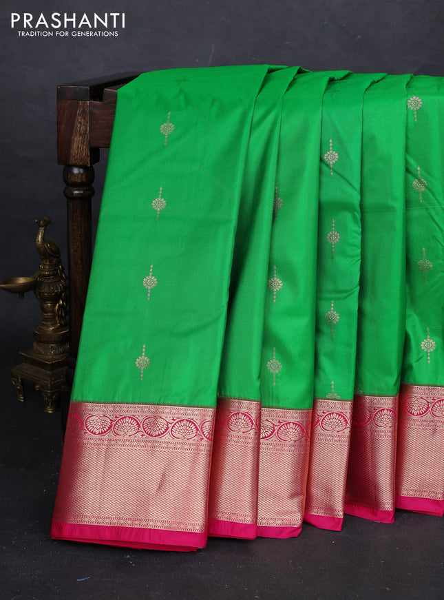 Green & Pink Bangalori Silk - Buttas