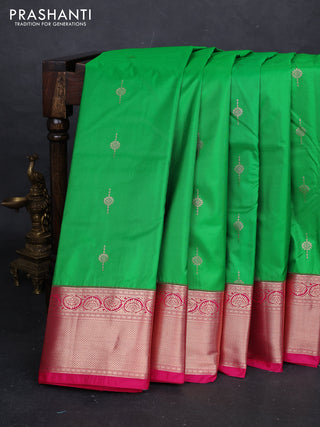 Green & Pink Bangalori Silk - Buttas