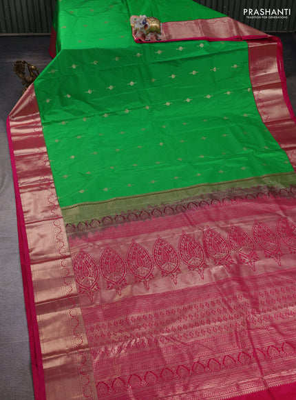 Green & Pink Bangalori Silk - Buttas