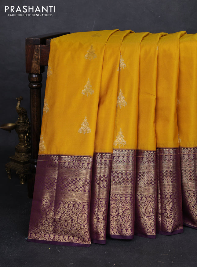 Yellow & Purple Bangalori Silk - Buttas