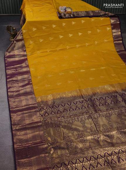 Yellow & Purple Bangalori Silk - Buttas