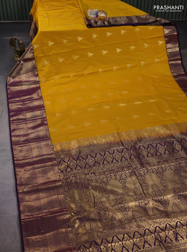 Yellow & Purple Bangalori Silk - Buttas