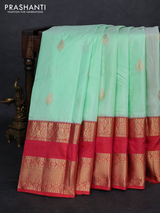 Teal Green & Red Bangalori Silk - Buttas