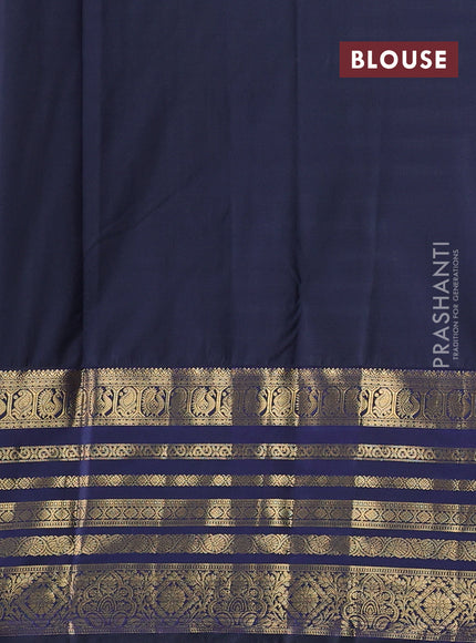 Yellow & Navy Blue Bangalori Silk - Buttas