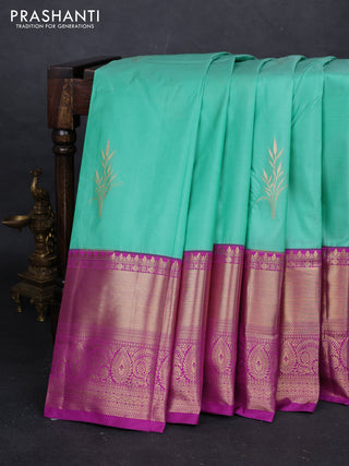 Teal Green & Magenta Pink Bangalori Silk - Buttas