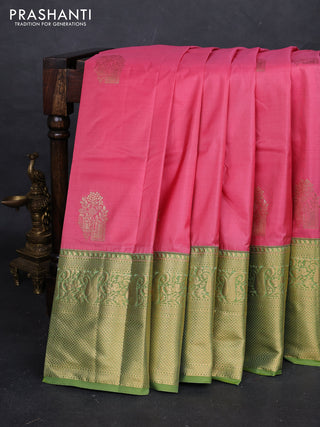 Pink & Green Bangalori Silk - Buttas