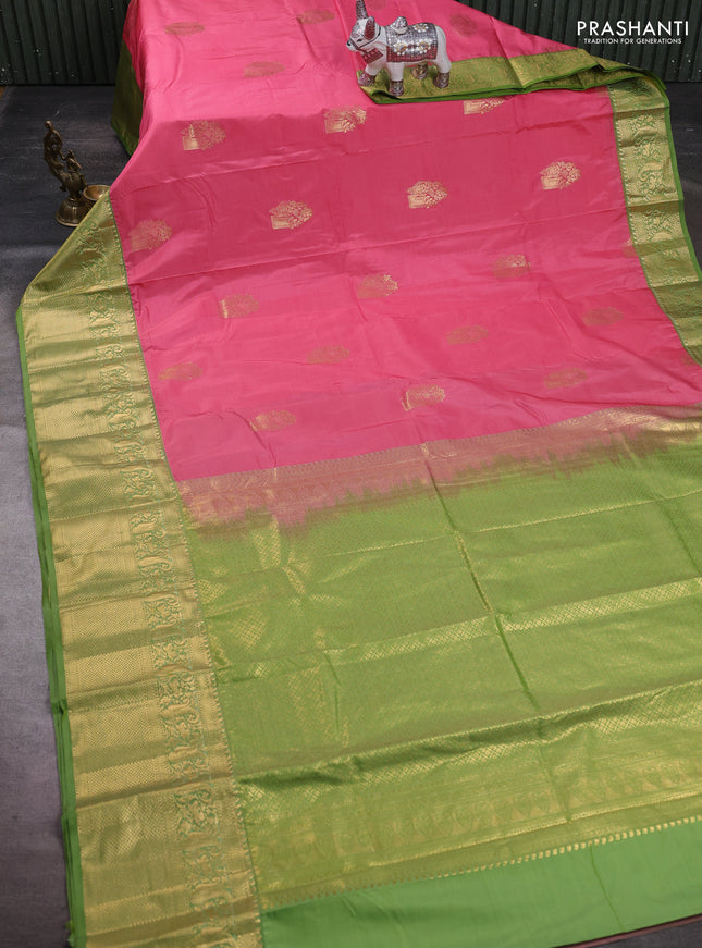 Pink & Green Bangalori Silk - Buttas