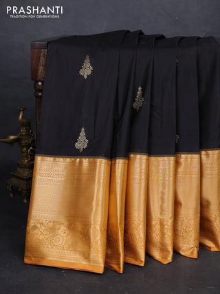 Black & Mustard Yellow Bangalori Silk - Buttas
