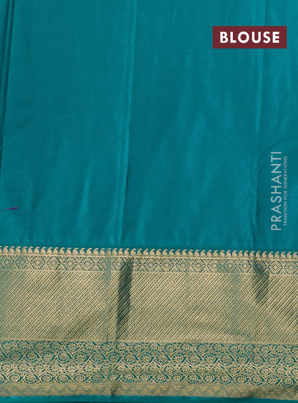 Coffee Brown & Teal Green Bangalori Silk - Buttas