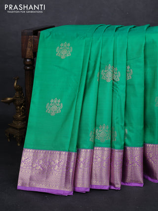 Green & Lavender Bangalori Silk - Buttas
