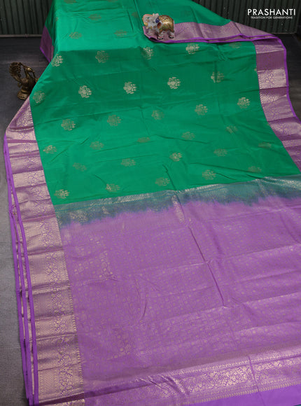 Green & Lavender Bangalori Silk - Buttas