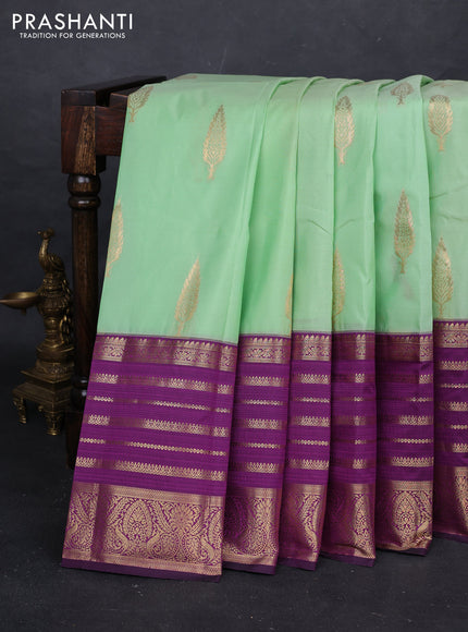 Pista Green & Purple Bangalori Silk - Buttas