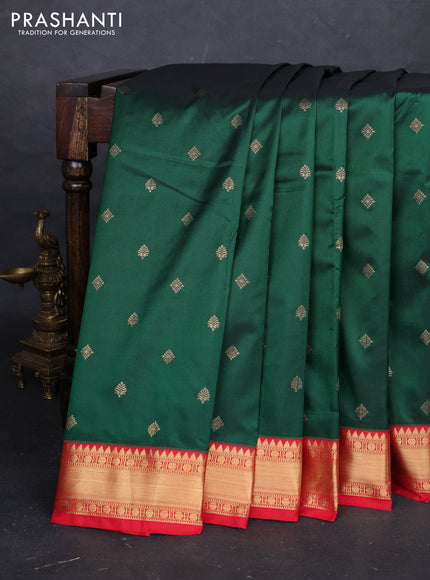 Green & Red Bangalori Silk - Buttas