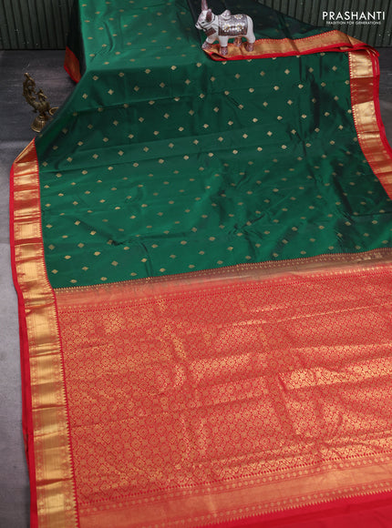 Green & Red Bangalori Silk - Buttas