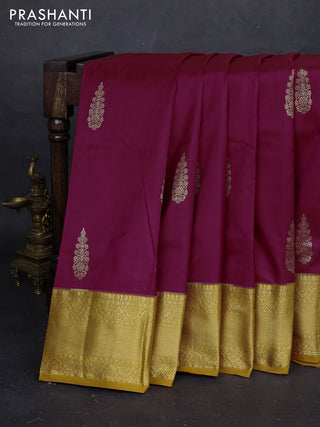 Wine & Mustard Yellow Bangalori Silk - Buttas