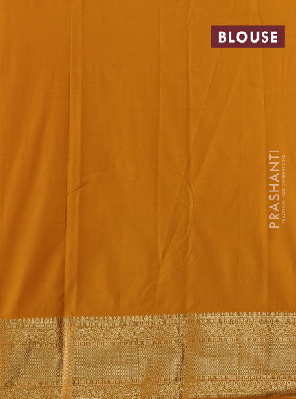 Peach & Mustard Yellow Bangalori Silk - Buttas