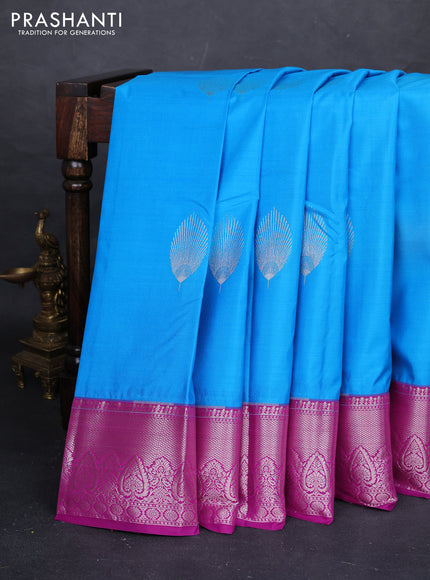 Cs Blue & Magenta Pink Bangalori Silk - Buttas