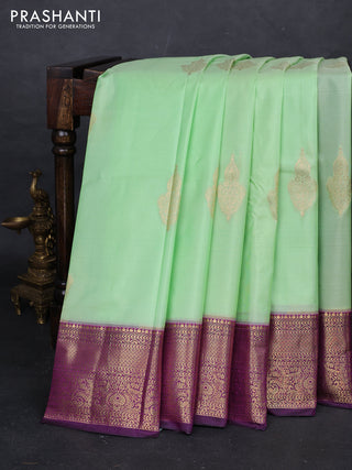 Pista Green & Purple Bangalori Silk - Buttas