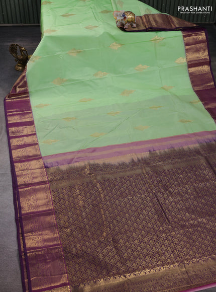 Pista Green & Purple Bangalori Silk - Buttas