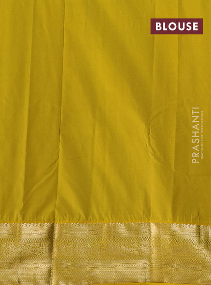 Teal Blue & Mustard Yellow Bangalori Silk - Buttas