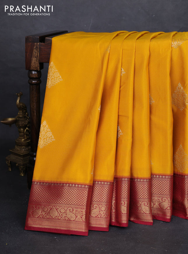Yellow & Maroon Bangalori Silk - Buttas