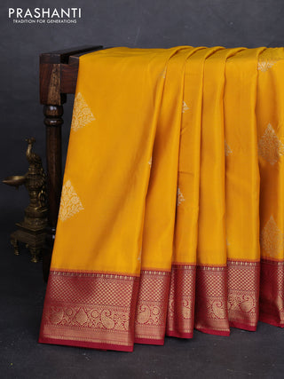 Yellow & Maroon Bangalori Silk - Buttas