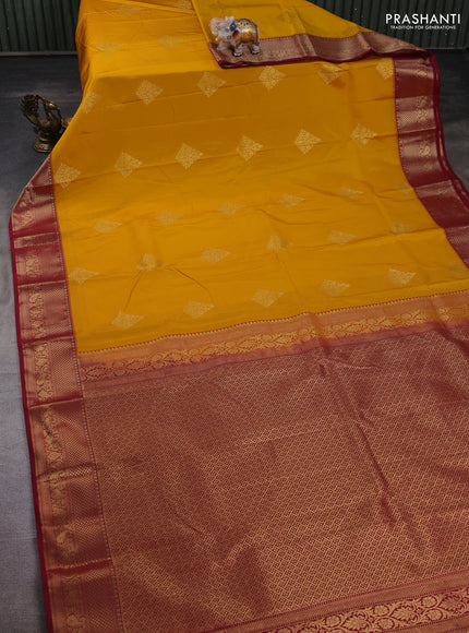 Yellow & Maroon Bangalori Silk - Buttas