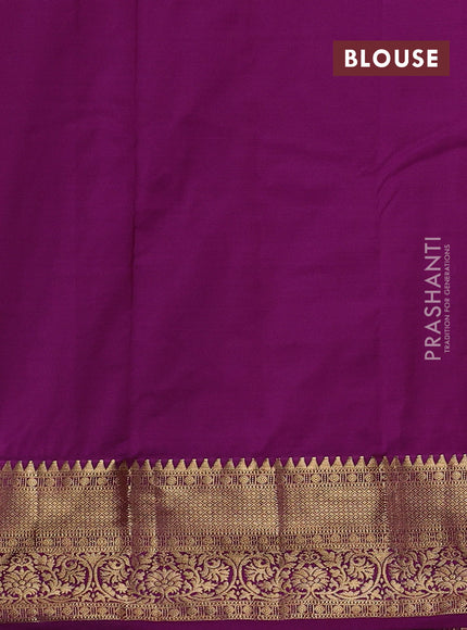 Mustard Yellow & Purple Bangalori Silk - Buttas