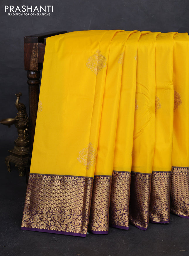 Yellow & Violet Bangalori Silk - Buttas