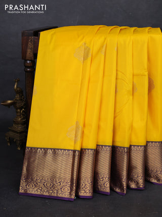Yellow & Violet Bangalori Silk - Buttas