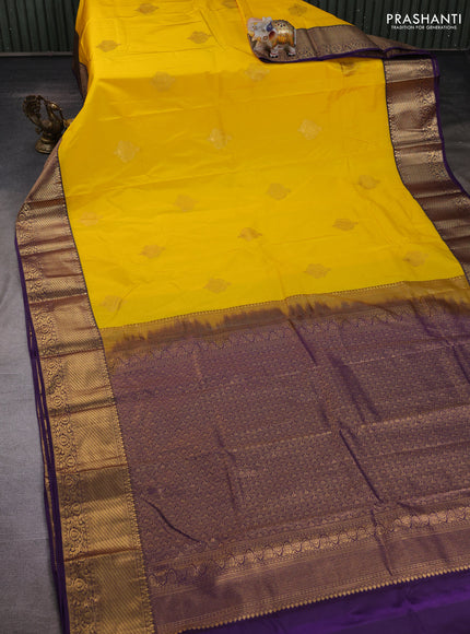 Yellow & Violet Bangalori Silk - Buttas