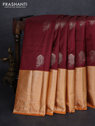 Maroon & Mustard Yellow Bangalori Silk - Buttas