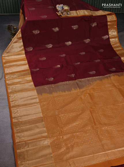 Maroon & Mustard Yellow Bangalori Silk - Buttas