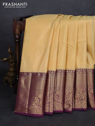 Beige & Purple Bangalori Silk - Buttas