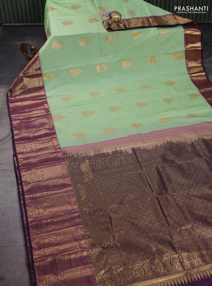 Pista Green & Purple Bangalori Silk - Buttas