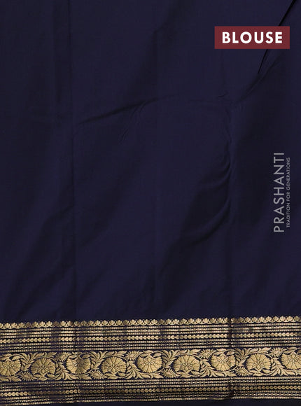 Orange & Navy Blue Bangalori Silk - Buttas