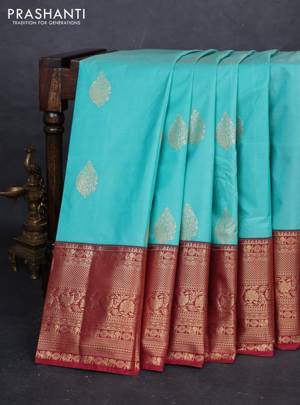 Green & Maroon Bangalori Silk - Buttas