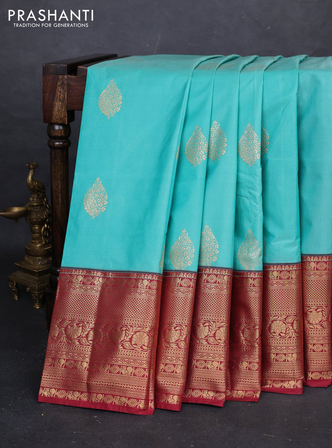 Green & Maroon Bangalori Silk - Buttas