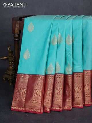 Green & Maroon Bangalori Silk - Buttas