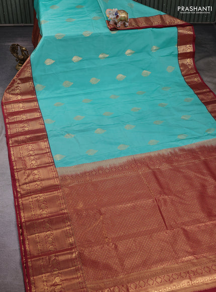 Green & Maroon Bangalori Silk - Buttas