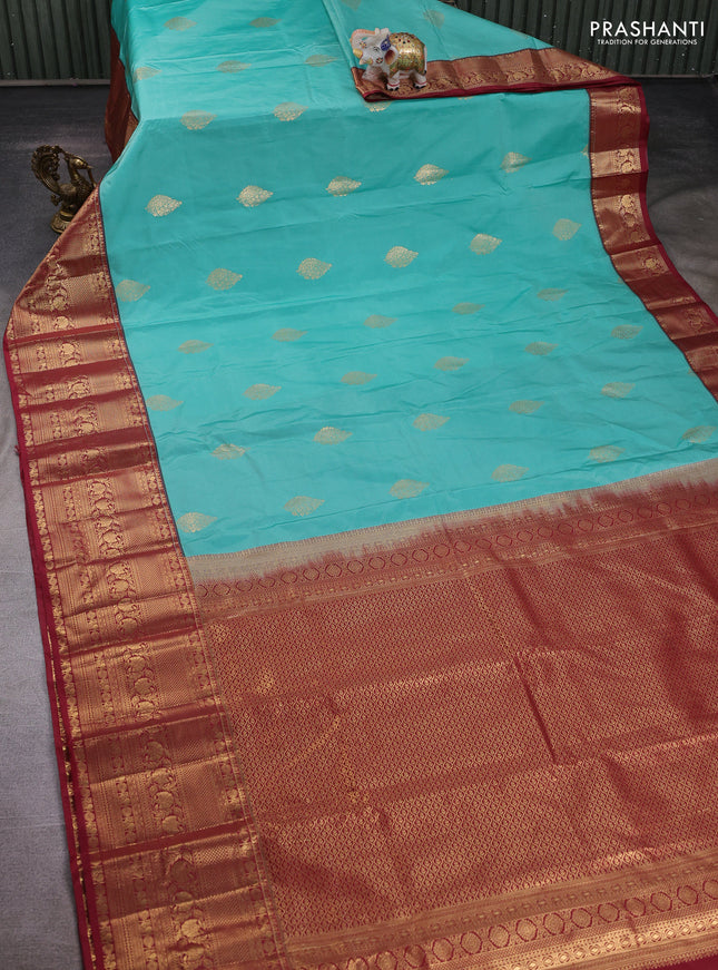 Green & Maroon Bangalori Silk - Buttas