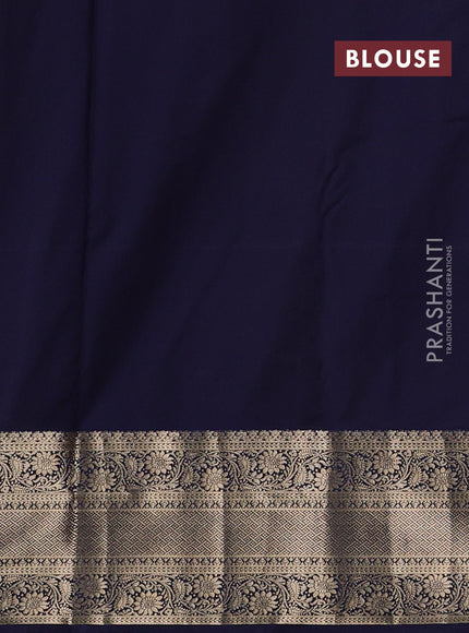 Lotus Pink & Navy Blue Bangalori Silk - Buttas