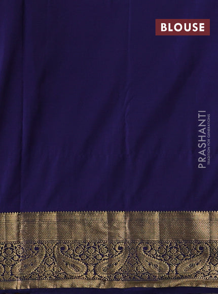 Yellow & Navy Blue Bangalori Silk - Buttas