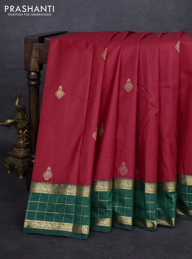Red & Green Bangalori Silk - Buttas